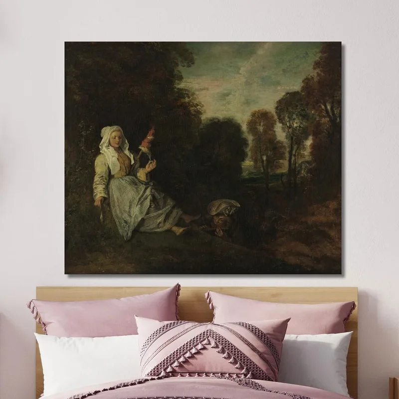 Paesaggio Serale Con Filatrice Jean-Antoine Watteau
