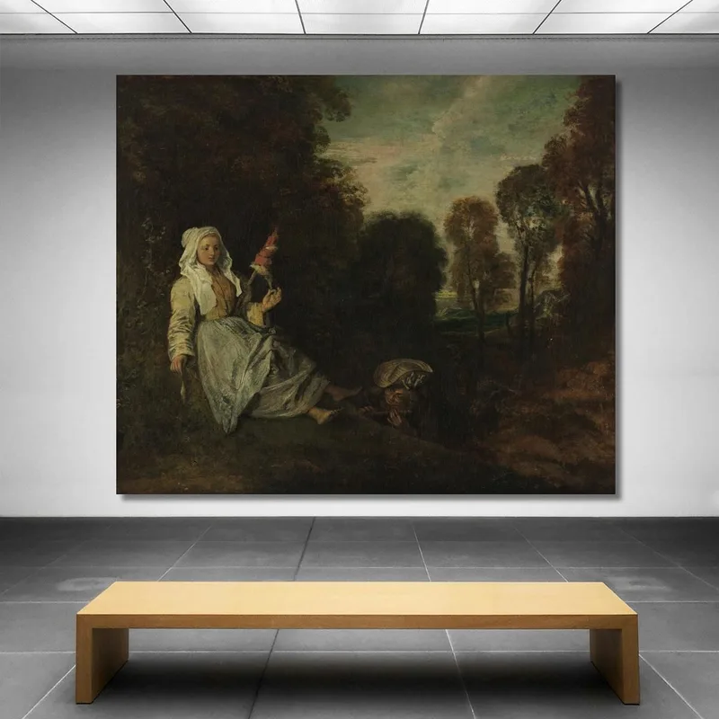 Paesaggio Serale Con Filatrice Jean-Antoine Watteau
