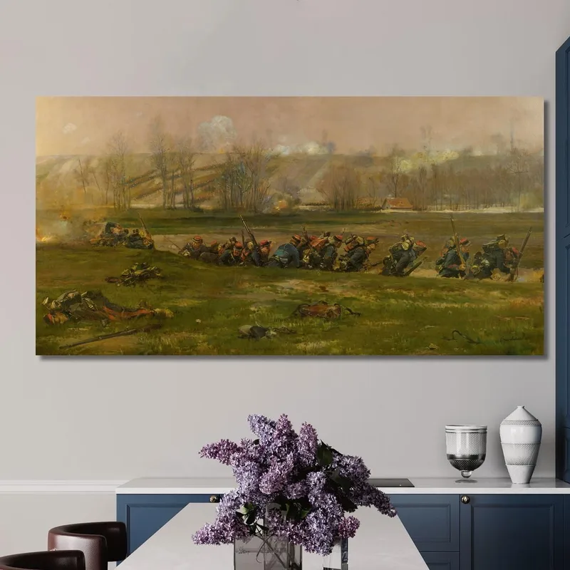 Allant Au Feu: Un Frammento Del Panorama Della Battaglia Di Champigny Jean-Baptiste Édouard Detaille