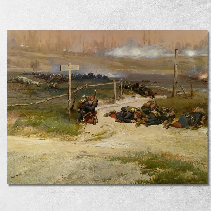Au Pied Du Poteau – Un Fragmento Del Panorama De La Batalla De Champigny Jean-Baptiste Édouard Detaille cuadro en lienzo
