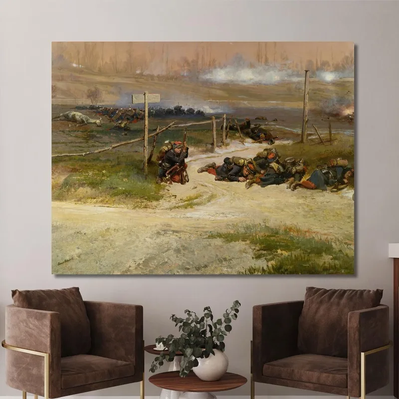 Au Pied Du Poteau: Un Frammento Del Panorama Della Battaglia Di Champigny Jean-Baptiste Édouard Detaille