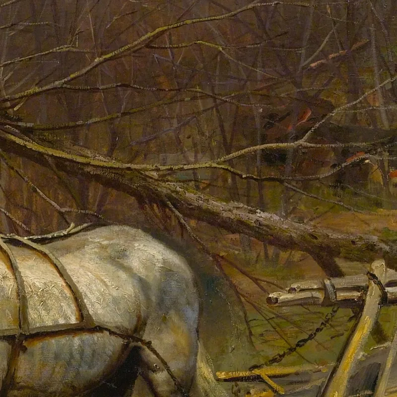 Charrette Attelée D'Un Cheval Blanc Jean-Baptiste Édouard Detaille