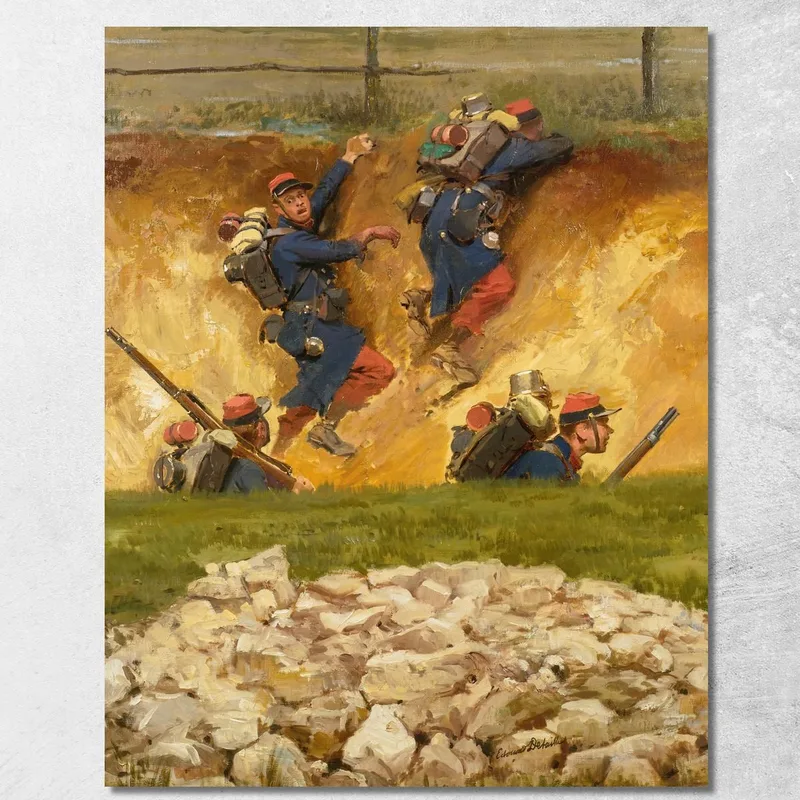 En Un Barranco. Infantes De Línea 3 Jean-Baptiste Édouard Detaille cuadro en lienzo