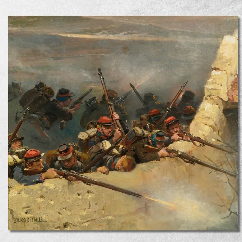 Emboscados Detrás De Un Muro. Infantes De Línea – Un Fragmento Del Panorama De La Batalla De Champigny Jean-Baptiste Édouard Detaille cuadro en lienzo