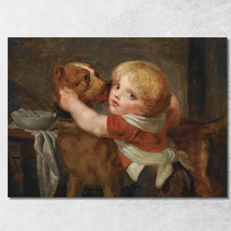 A Young Boy With A Dog Jean-Baptiste Greuze canvas print