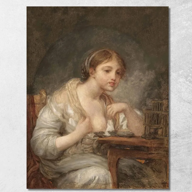 A Young Woman With A Birdcage Jean-Baptiste Greuze canvas print