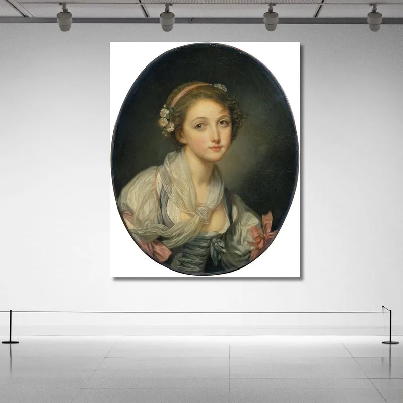 Girl With A Gauze Scarf Jean-Baptiste Greuze