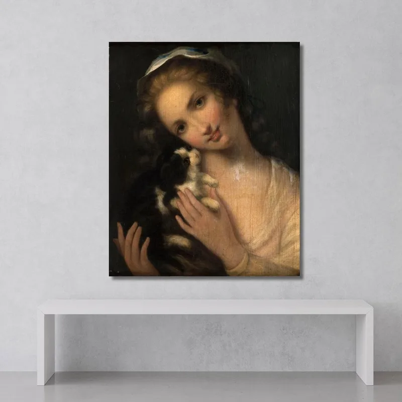 Young Girl With A Cat Jean-Baptiste Greuze