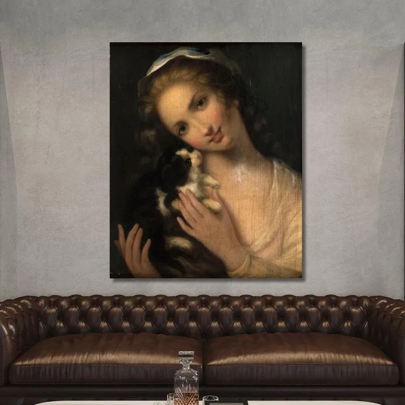 Young Girl With A Cat Jean-Baptiste Greuze
