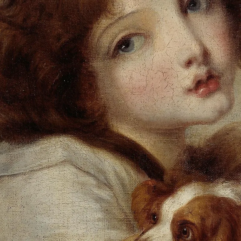 Portrait Of A Little Girl With A Small Dog Jean-Baptiste Greuze
