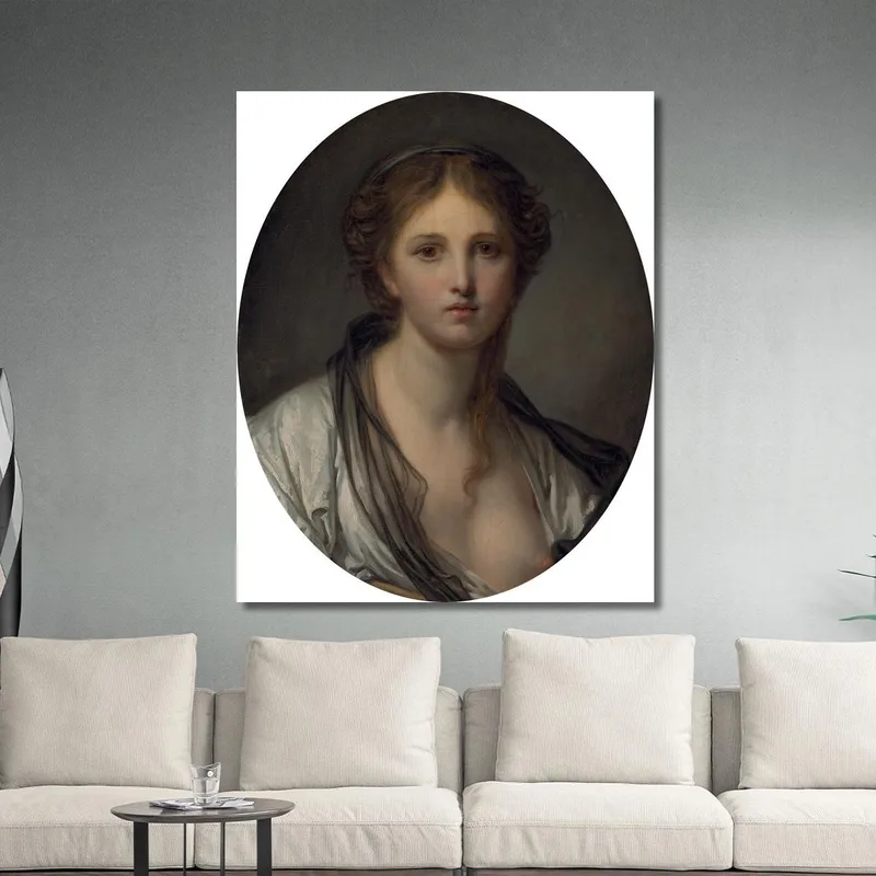 Portrait Of A Young Woman Bust Length With A Black Scarf Jean-Baptiste Greuze