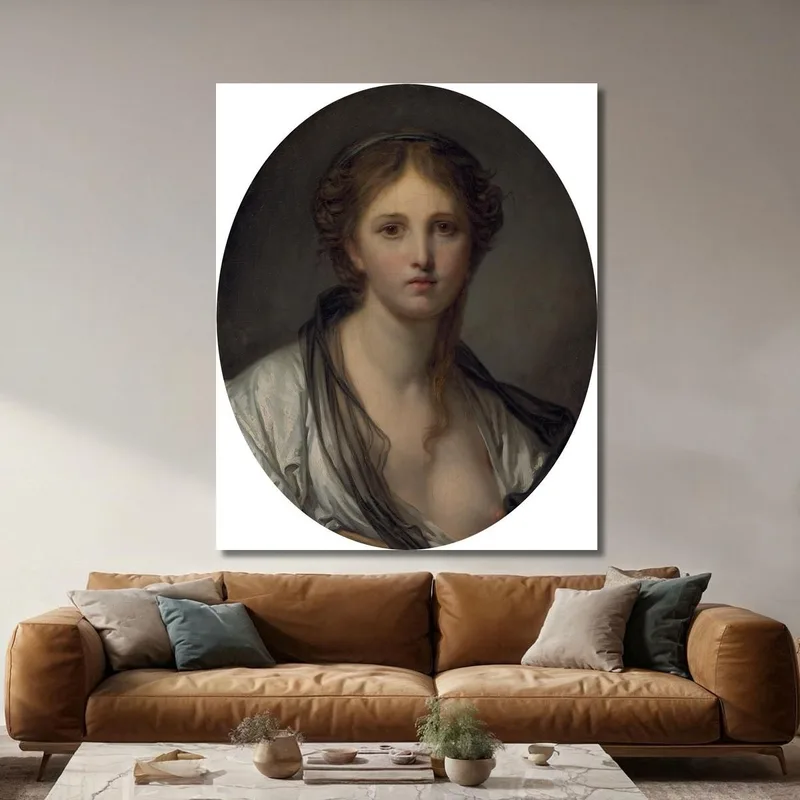 Portrait Of A Young Woman Bust Length With A Black Scarf Jean-Baptiste Greuze