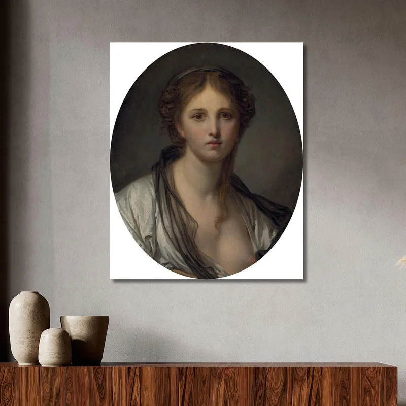 Portrait Of A Young Woman Bust Length With A Black Scarf Jean-Baptiste Greuze