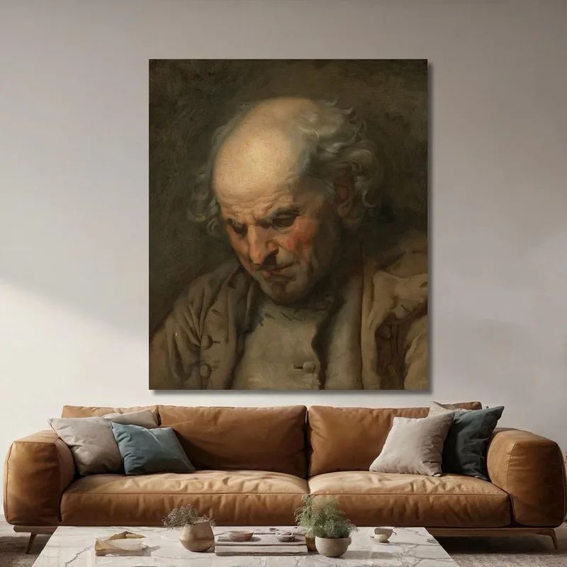 Study Of An Old Man Head And Shoulders Jean-Baptiste Greuze