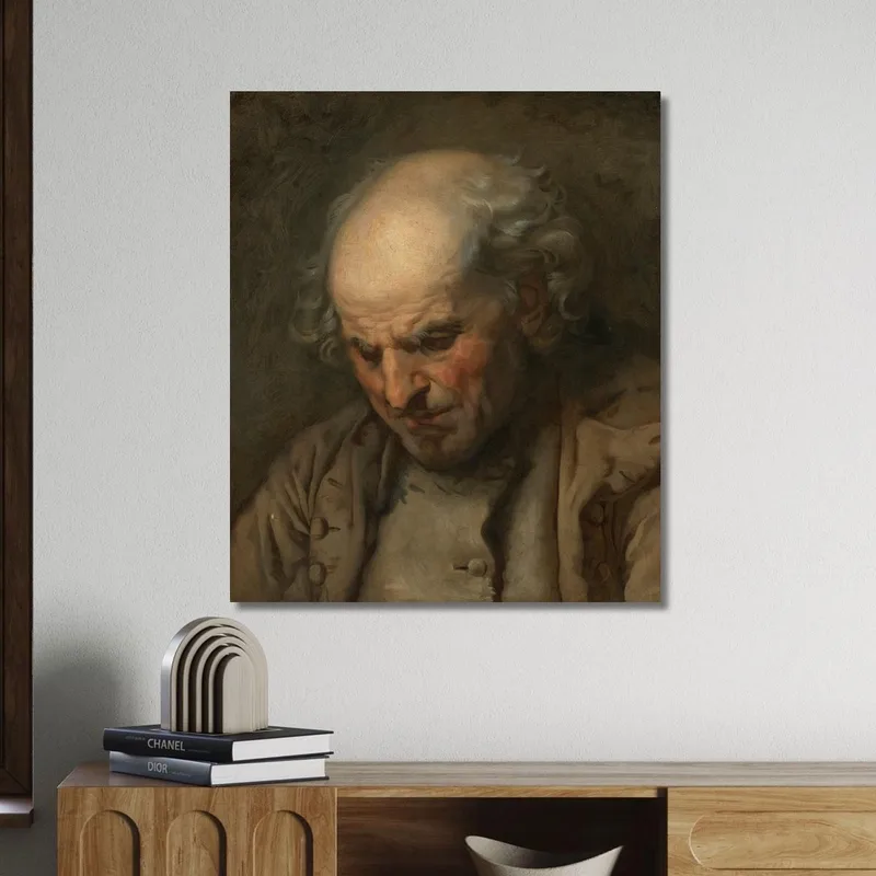 Study Of An Old Man Head And Shoulders Jean-Baptiste Greuze