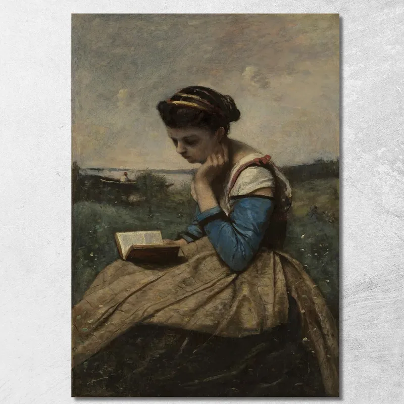 Una Donna Che Legge Jean-Baptiste-Camille Corot quadro stampa su tela