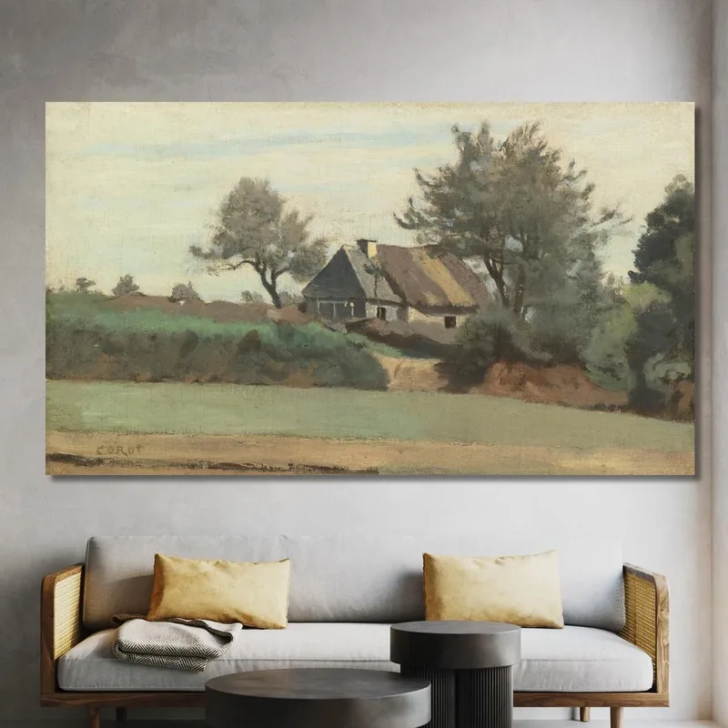 Achicourt In Der Nähe Von Arras Reetdachhäuser In Den Bäumen Jean-Baptiste-Camille Corot