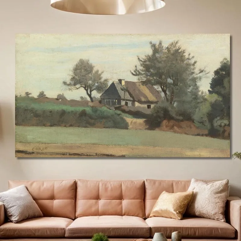 Achicourt In Der Nähe Von Arras Reetdachhäuser In Den Bäumen Jean-Baptiste-Camille Corot