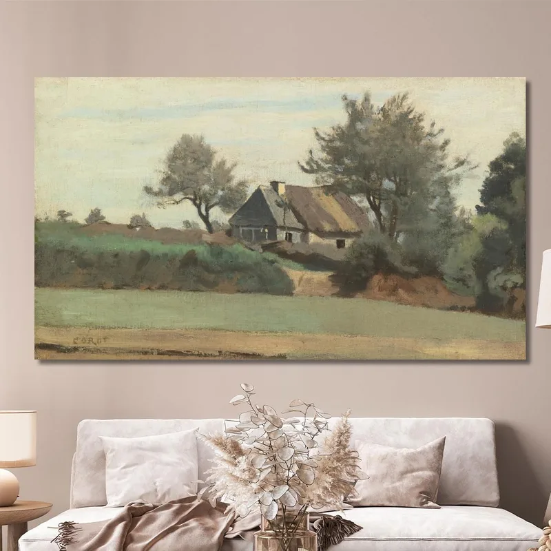 Achicourt In Der Nähe Von Arras Reetdachhäuser In Den Bäumen Jean-Baptiste-Camille Corot
