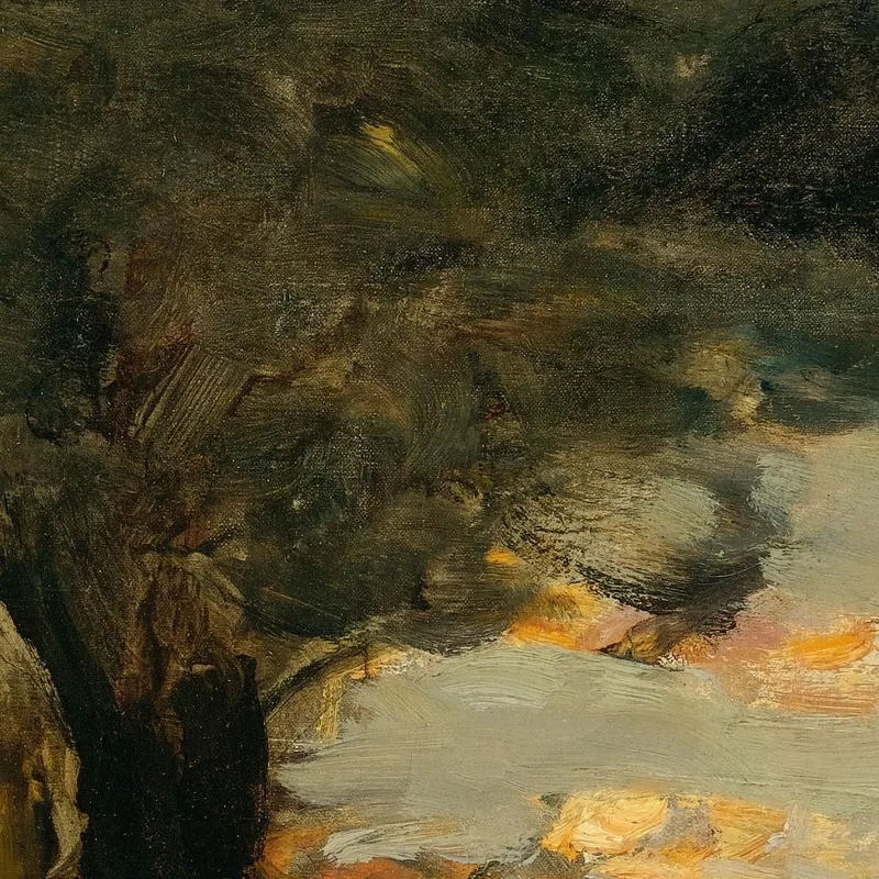 Sunset With A Lioness Jean-Baptiste-Camille Corot