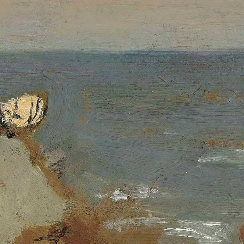 Femme Et Enfant Au Bord De La Mer Étretat Jean-Baptiste-Camille Corot