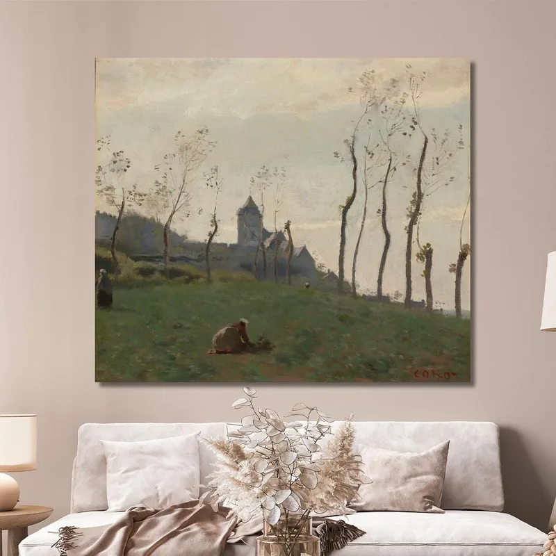 Le Tréport Un Pré E La Chiesa Jean-Baptiste-Camille Corot