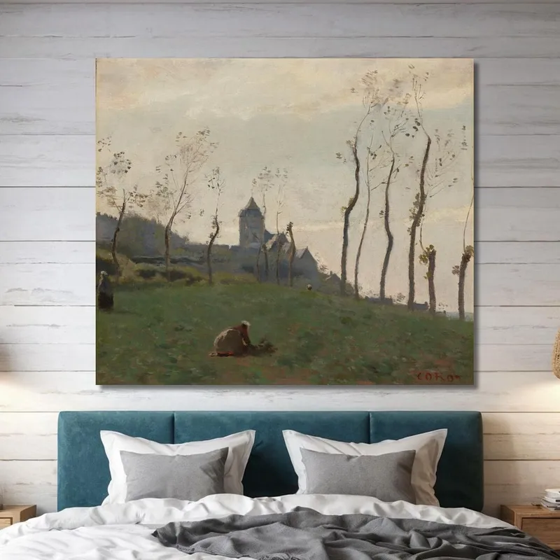 Le Tréport Un Pré E La Chiesa Jean-Baptiste-Camille Corot