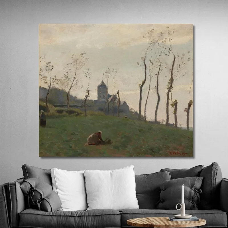 Le Tréport Un Pré E La Chiesa Jean-Baptiste-Camille Corot