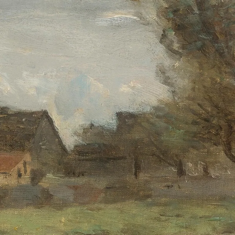 Mujer Campesina En Una Carretera Con Vistas A Un Pueblo Jean-Baptiste-Camille Corot