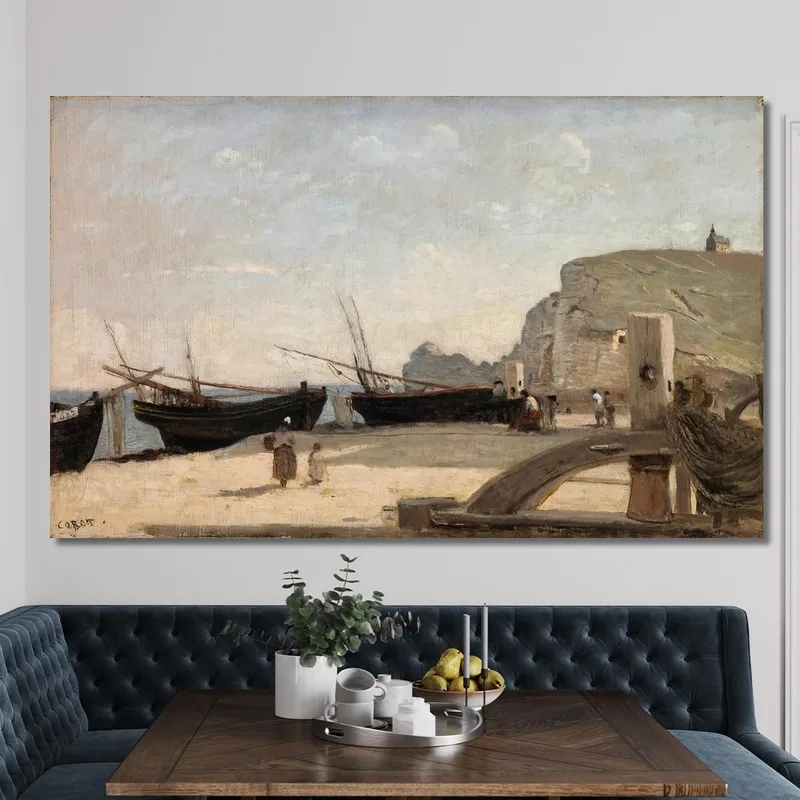 La Playa De Étretat Jean-Baptiste-Camille Corot