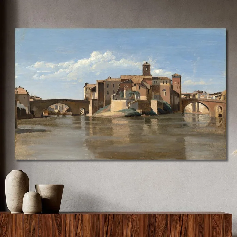Die Insel Und Die Brücke Von San Bartolomeo Rome Jean-Baptiste-Camille Corot