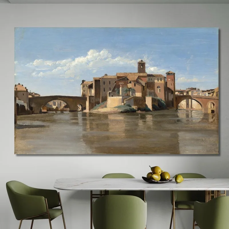 Die Insel Und Die Brücke Von San Bartolomeo Rome Jean-Baptiste-Camille Corot