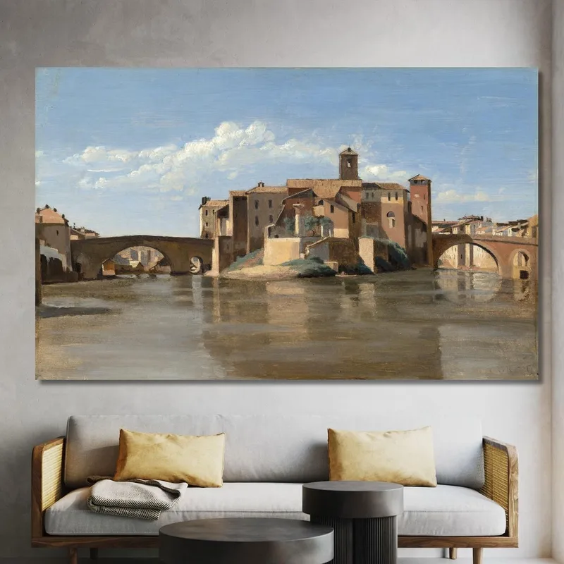 Die Insel Und Die Brücke Von San Bartolomeo Rome Jean-Baptiste-Camille Corot