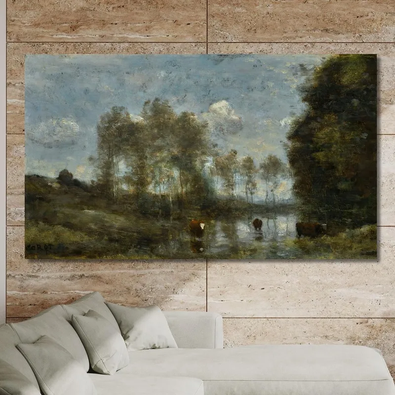 Tre Mucche In Una Palude Jean-Baptiste-Camille Corot