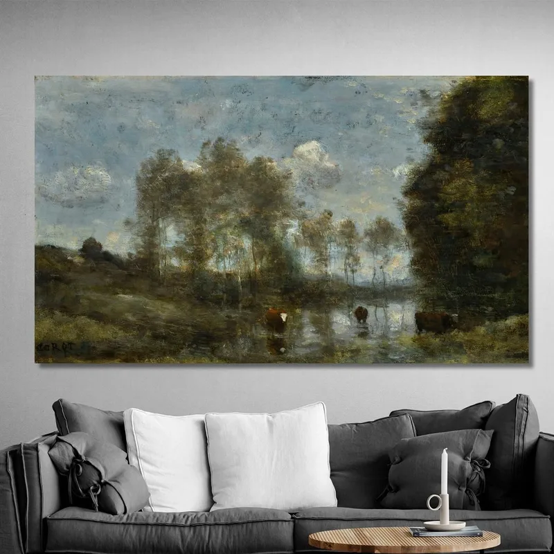 Tre Mucche In Una Palude Jean-Baptiste-Camille Corot