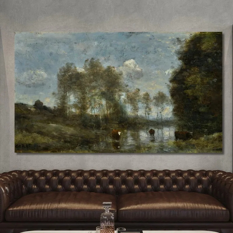 Tre Mucche In Una Palude Jean-Baptiste-Camille Corot