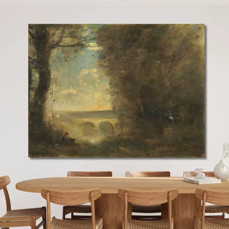 Un Pêcheur À La Ligne Souvenir Du Pont De Mantes Jean-Baptiste-Camille Corot