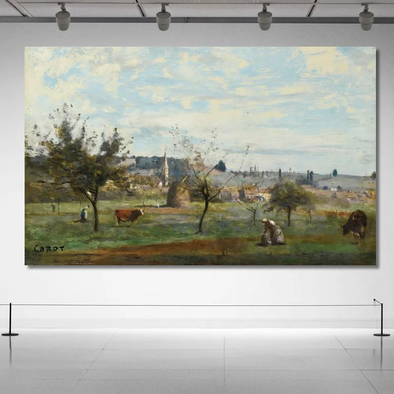 Un Pueblo Cerca De Mantes Jean-Baptiste-Camille Corot