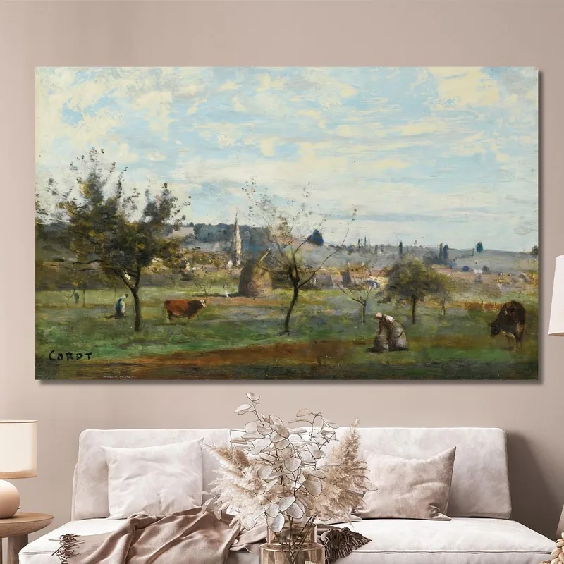 Un Pueblo Cerca De Mantes Jean-Baptiste-Camille Corot