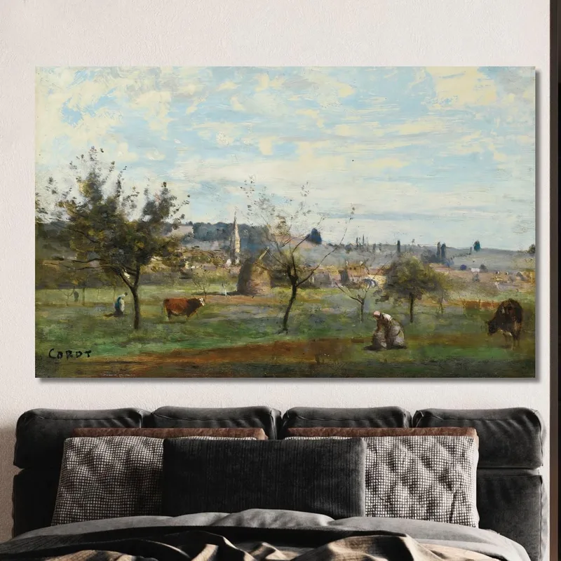 Un Pueblo Cerca De Mantes Jean-Baptiste-Camille Corot