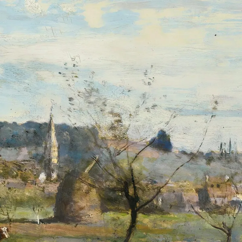 Un Pueblo Cerca De Mantes Jean-Baptiste-Camille Corot