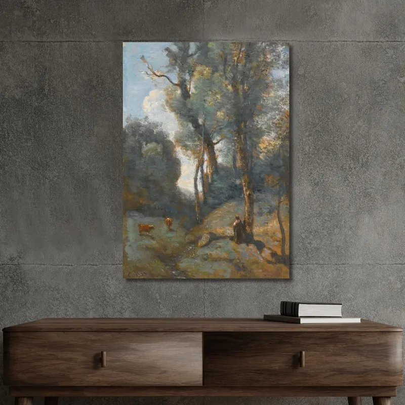 Granja De Vacas En Una Ladera Boscosa Jean-Baptiste-Camille Corot
