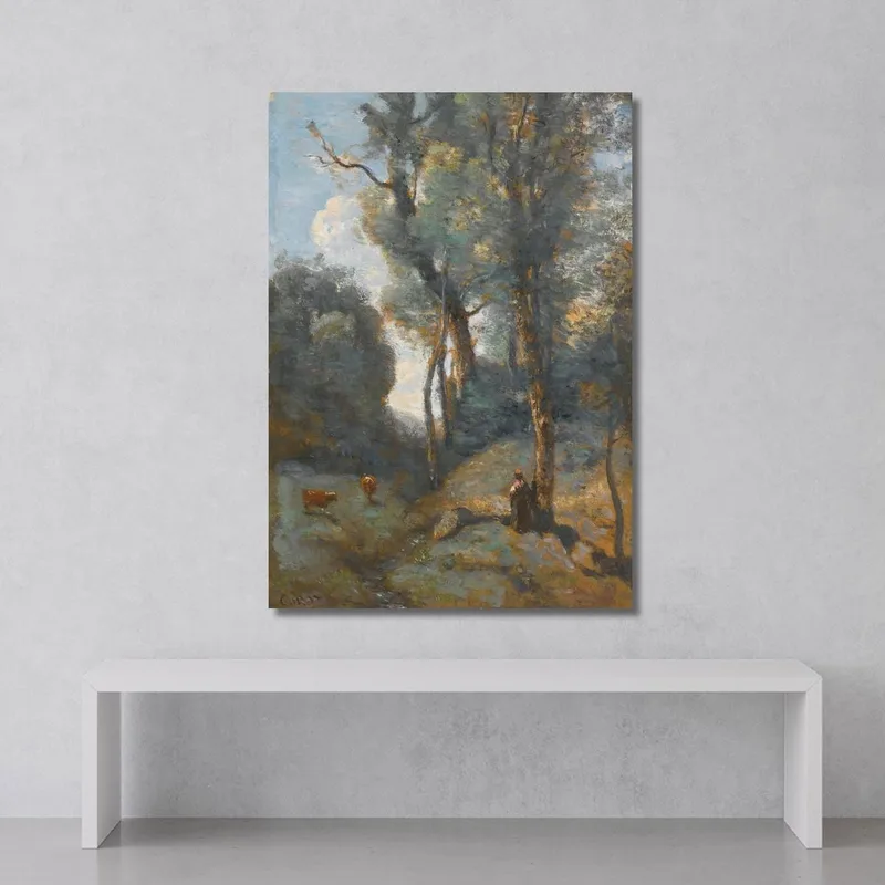 Granja De Vacas En Una Ladera Boscosa Jean-Baptiste-Camille Corot