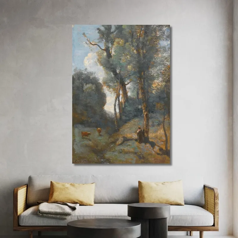 Granja De Vacas En Una Ladera Boscosa Jean-Baptiste-Camille Corot