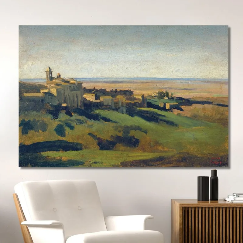 Vista De Marino En Las Montañas Albanas A Primera Hora De La Mañana Jean-Baptiste-Camille Corot