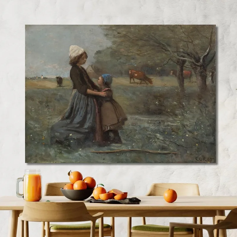 Die Zwei Schwestern Auf Der Wiese Jean-Baptiste-Camille Corot