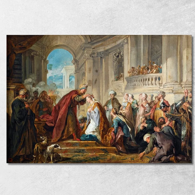 Die Krönung Esthers Jean-François de Troy drucken auf leinwand