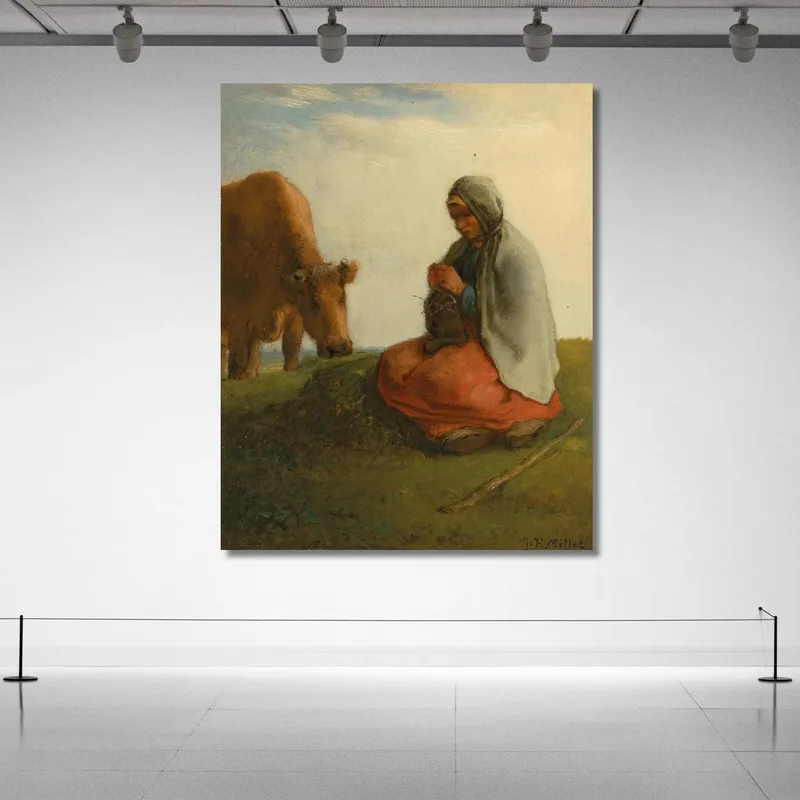 Una Pastora Tejiendo Jean-François Millet