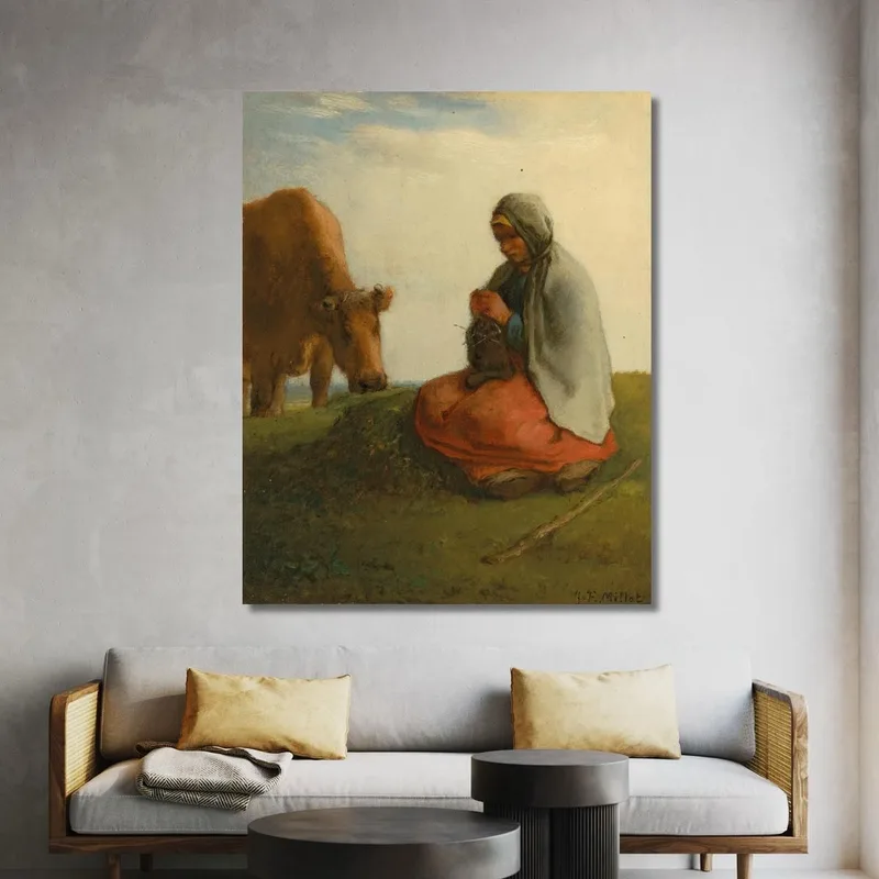 Una Pastora Tejiendo Jean-François Millet