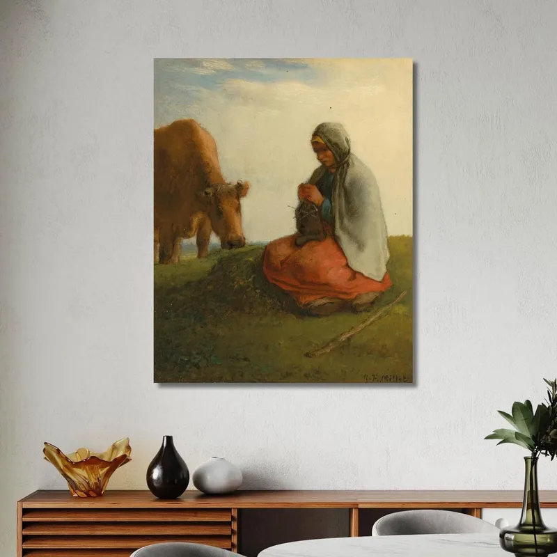 Una Pastora Tejiendo Jean-François Millet